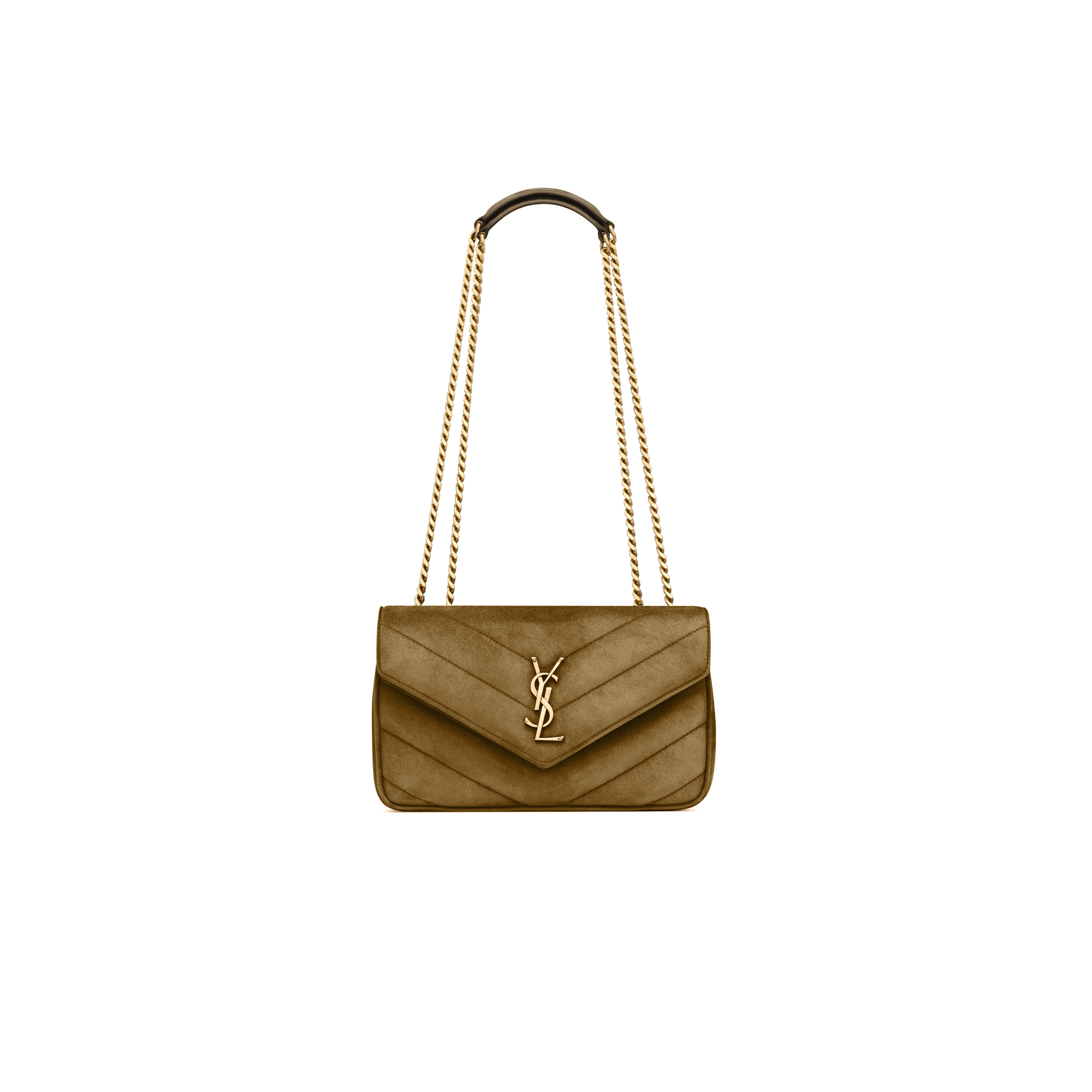 YSL LOULOU SMALL IN MATELASSÉ SUEDE 801437 (24*14*6cm)